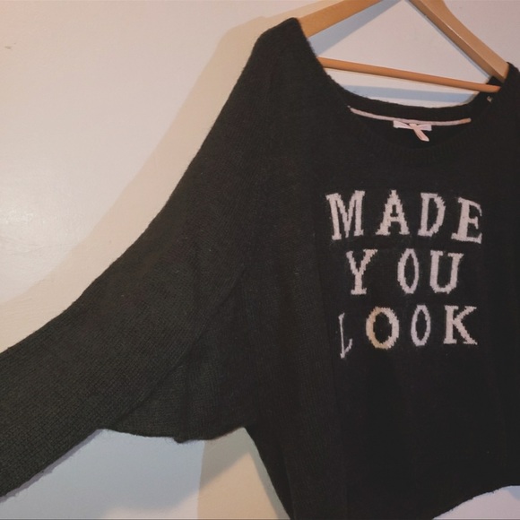Victoria's Secret Black Made You Look Cropped Knit Sweater | Size L - Picture 3 of 10